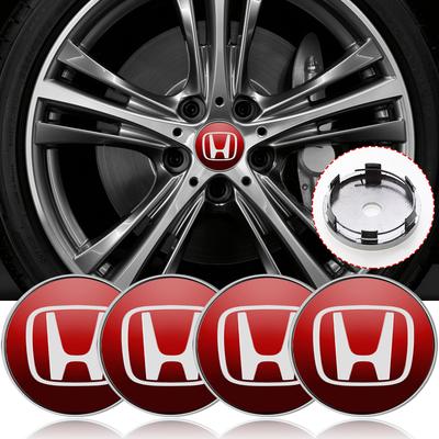 4 Stück 60mm Auto Radmitte Nabenkappe Felgennabe Staubschutzabdeckung Emblem für Civic Xrv Hrv Crv Brv City Accord Fit Pilot Odyssey Jazz Insight