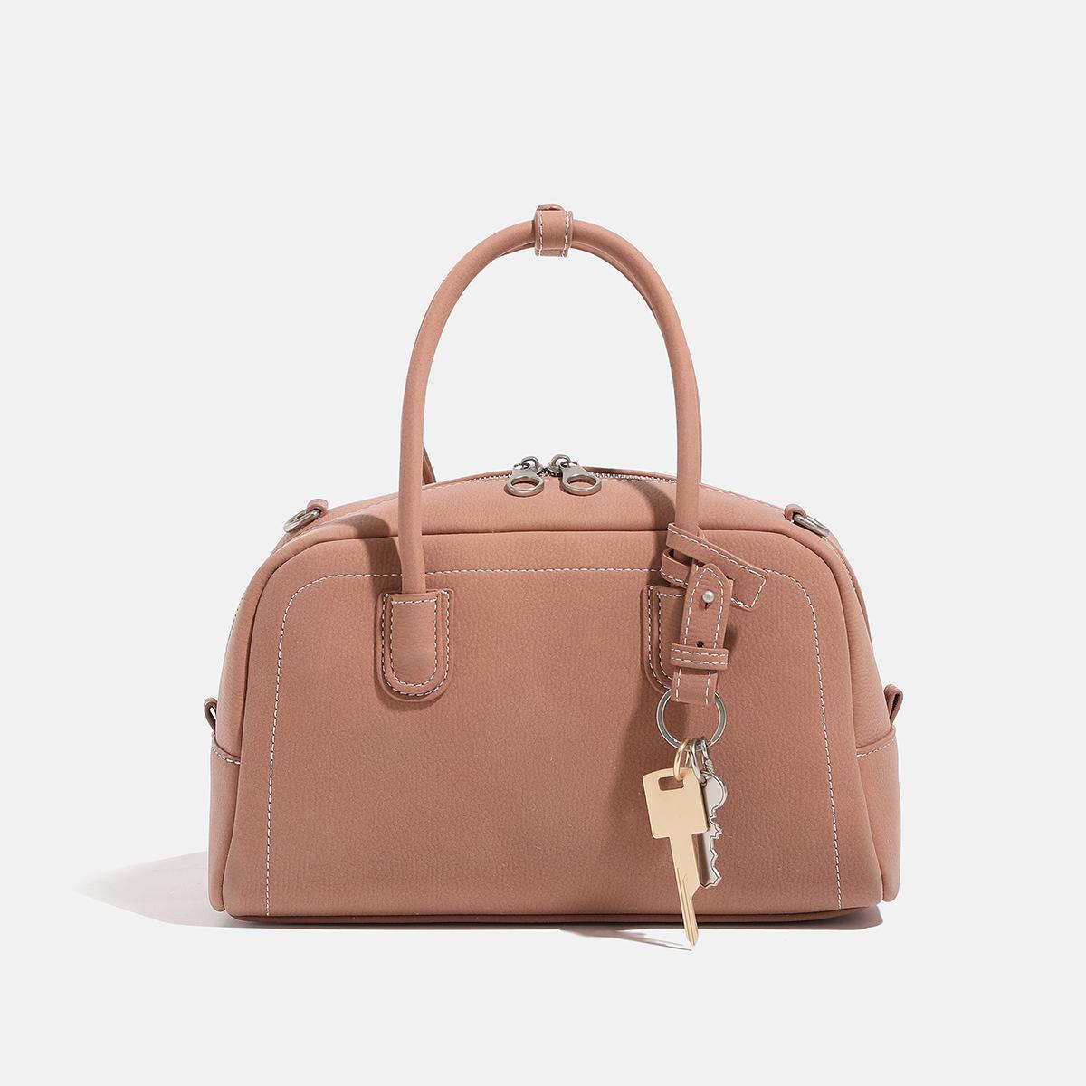 

2024 Winter New Niche Handbag for Women, High-End Vintage Small Square Bag, Shoulder and Crossbody Bowling Bag розовый