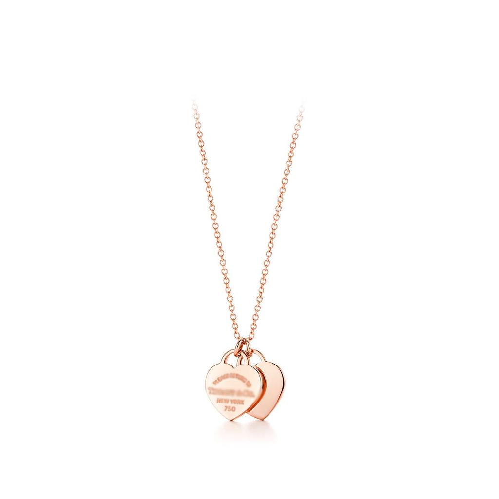 Colar Pingente Coração Clássico da Marca T com Strass, Design de Coração de Amor Banhado a Ouro