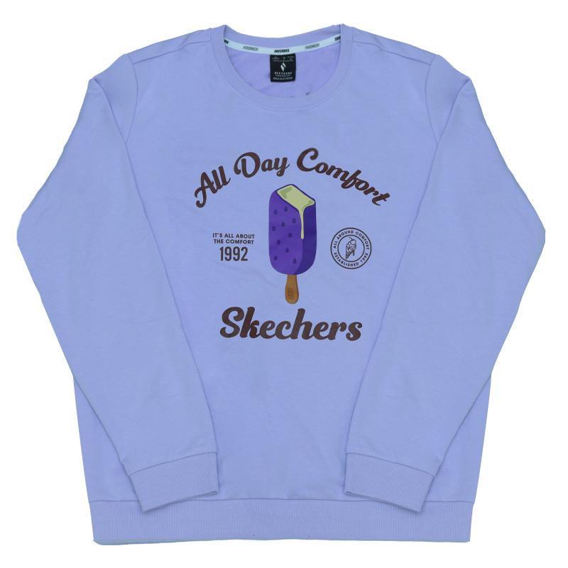Skechers Printed Letter Logo Sports Casual Comfortable Crew Neck Pullover Versatile Trendy Sweatshirt Women sweatshirt RF-L424W003-00EW M