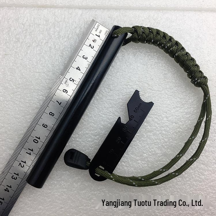 Outdoor Fire Starter with Scraper & 7-Core Paracord, 12.7*127mm Flint Magnesium Rod for Camping