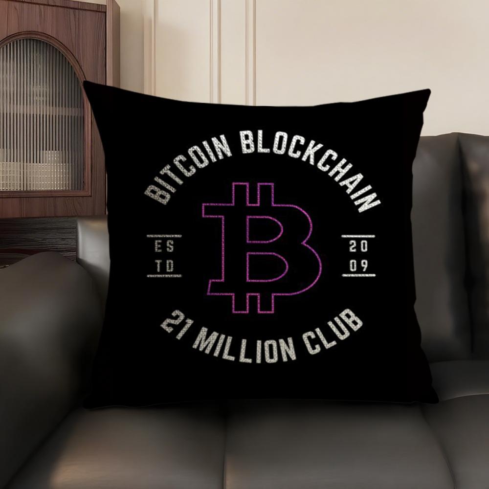 Bitcoin Cryptocurrency Btc Cushion Cover Natural Linen Organic Fabric DoubleSided Printing Sofa Home Decor Breathable