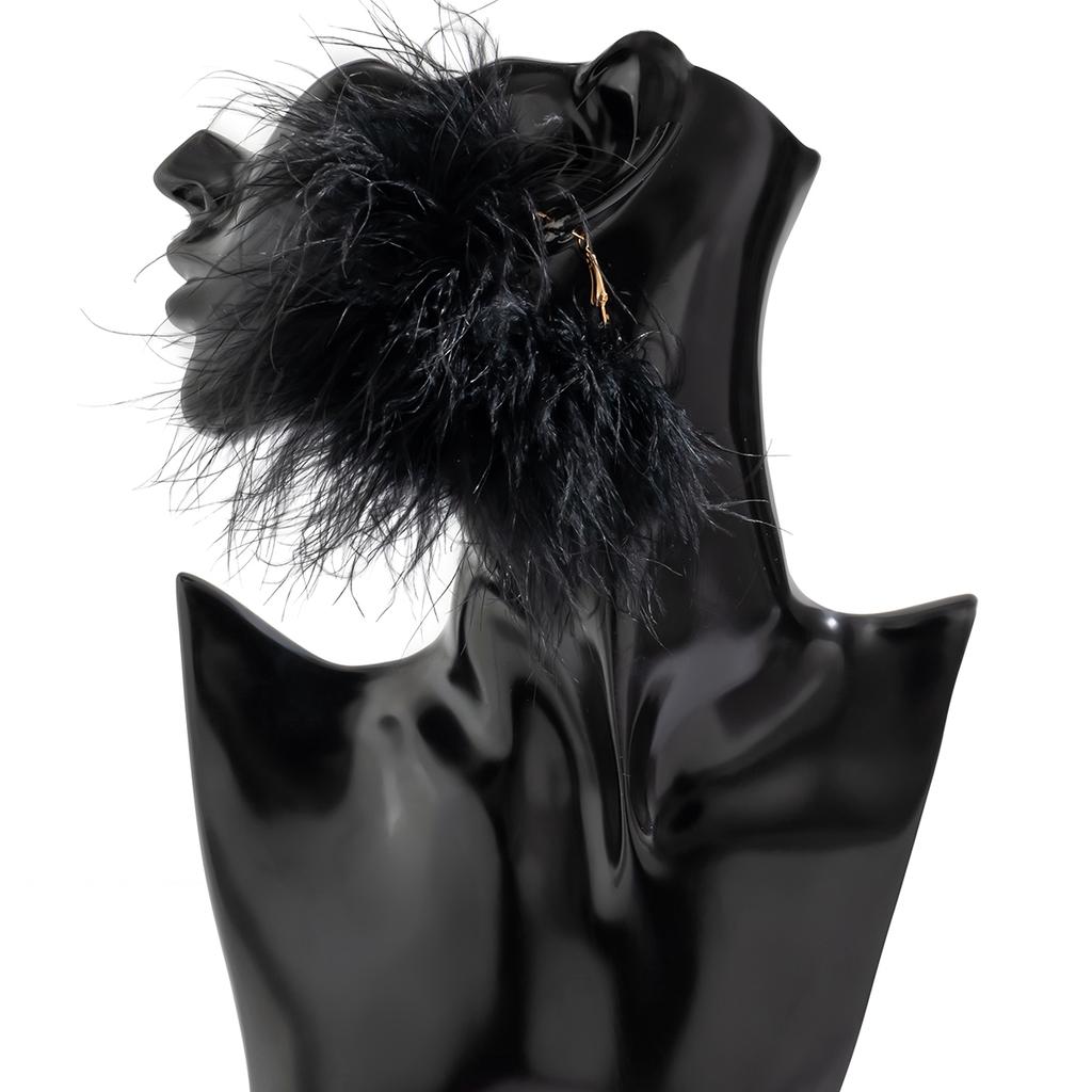 Exaggerated Big Circle with Fluffy Feathers Hoop Earrings for Women Trendy Ladies Wedding Large Earrings 2026 Fashion Jewelry