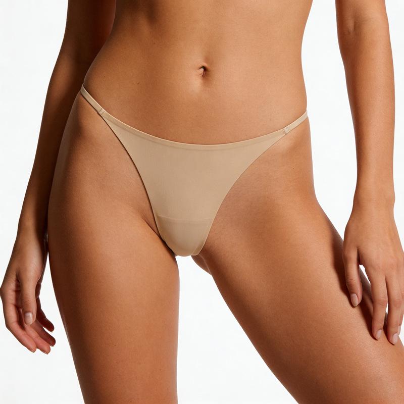 Sexy Ice Silk Low-Waist Seamless Thong - Women's Plus Size Sports Fitness Underwear