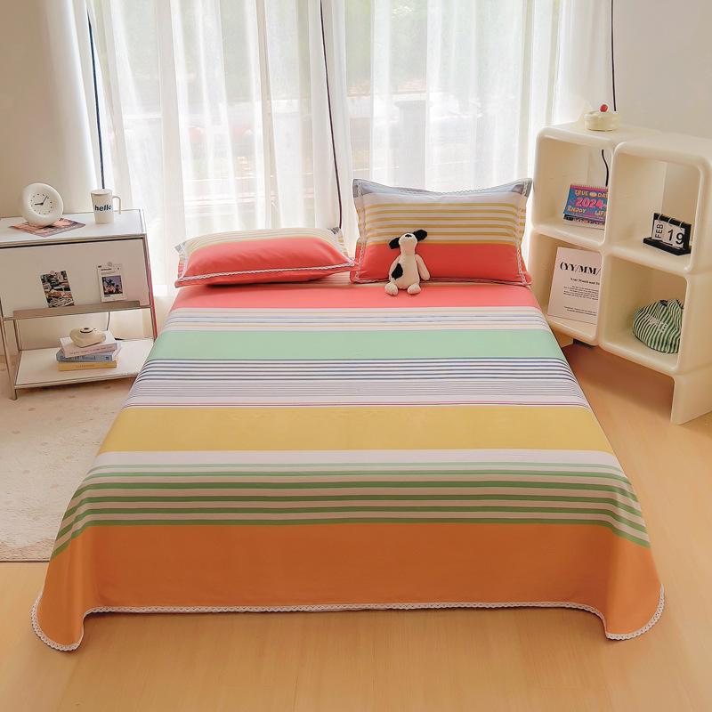 Nantong Wholesale Skin-friendly Cotton Sheets Single Piece Solid Color Washed Cotton Quilt Single Item Single Student Dormitory Polished Kang Single