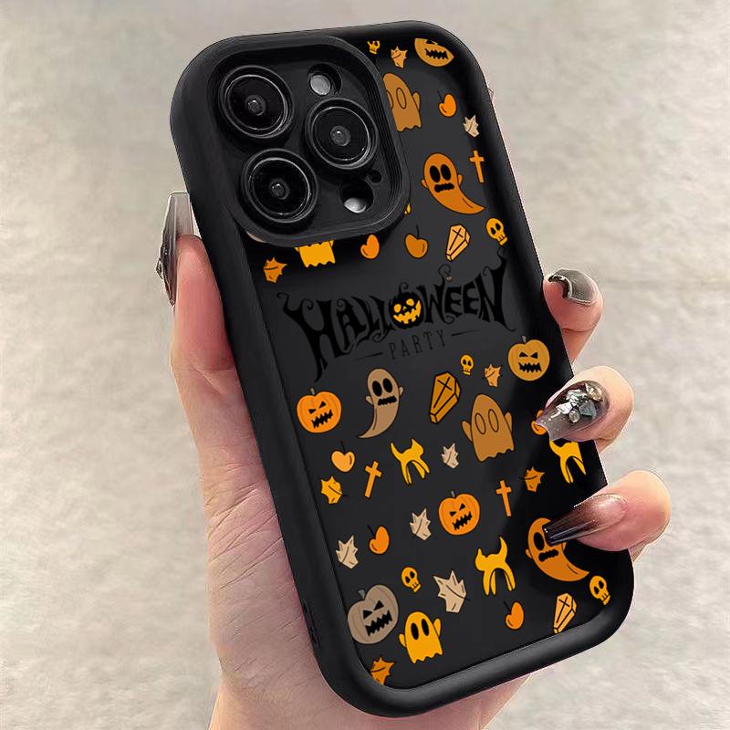 Luxus Glückliches Halloween Geist Weiche Handyhülle Für IPhone 16 Pro Max 14 13 12 11 15 Pro 15 16 Plus XR XS Max Anti-Fall Rückseitenhüllen