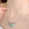 Vintage Camera Pendant Necklace With Crystal Beads 45Cm Adjustable Chain For Women Elegant Collarbone Jewelry Gift