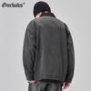 GURBAKS Vintage Distressed Washed Jacket for Men - Heavyweight Colorblock Lapel Workwear.