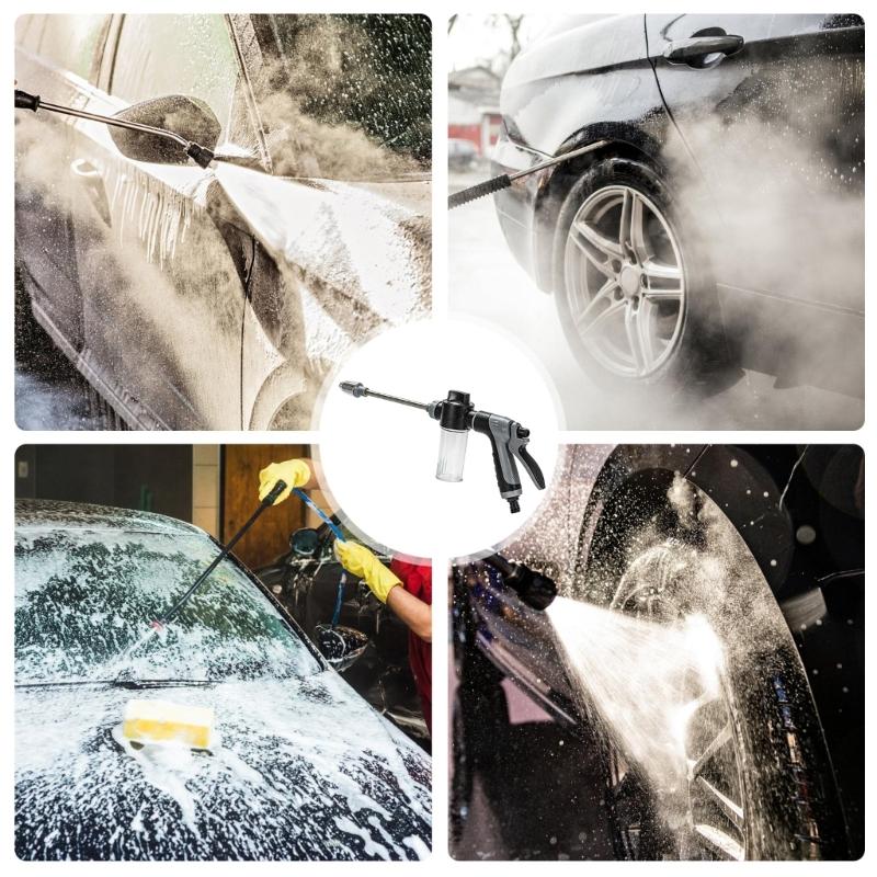Ergonomic Outdoor Cleaning Tool Car Washer Guns With Removable Soap Bottle And 360 Degree Spray Adjustment for Garden