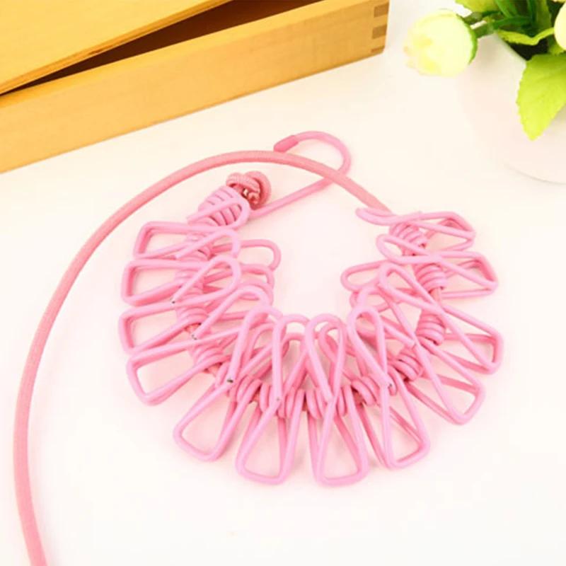 12 Clips Portable Clothing Clothesline with Retractable Laundry Dryer Clothes Rope Drying Rack Cloth Hanging Line For Outdoor