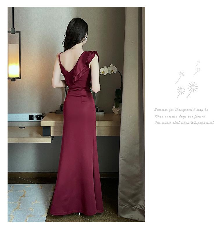 Pure Desire Women's Sexy V-Neck Spaghetti Strap Bodycon Dress, Summer Formal Nightclub Long Skirt A708