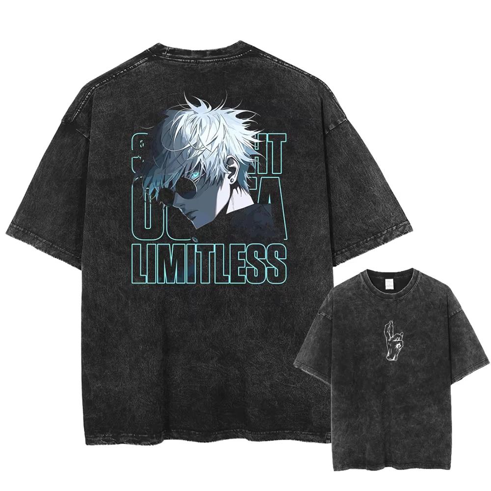 Anime Jujutsu Kaisen Nanami Kento Bedrucktes T-Shirt für Herren und Damen Gewaschenes T-Shirt Hohe Qualität Vintage Baumwoll-T-Shirt