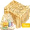 Shimmer Gold Candy Bags Drawable Organza Jewelry Packaging Pouch Christmas Holiday Wedding Birthday Party Favor Gift Wrap Bag