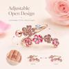 Anello regolabile, floreale rosa, anello aperto, stile femminile, design romantico con fiori di ciliegio, regalo di compleanno o per matrimonio