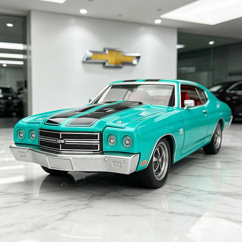 

NEW 1:24 Chevrolet Chevelle 454 1970 Alloy Racing Car Model Sound and Light Pull Back Children s Toy Collectibles Birthday gift синий