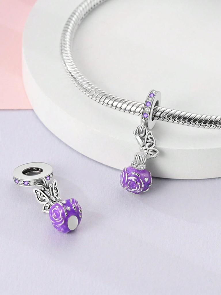 Charms Plata Copper Colors Pink Flower Heart Hat Bead Charm Pendant For Original Bracelet For Women Diy Jewelry Love Gift