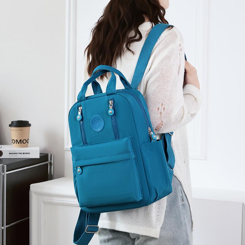 Solid Color Women's Backpack Large Capacity Nylon Backpack