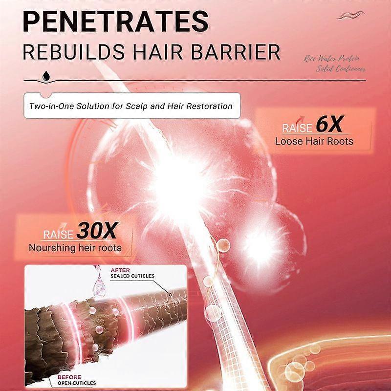 Rice Water Protein Solid Shampoo and Conditioner Set for Hair Growth, Strengthening Hair Care Duo w/Rice Protein & Vitamins for Damage Repair Hydratin