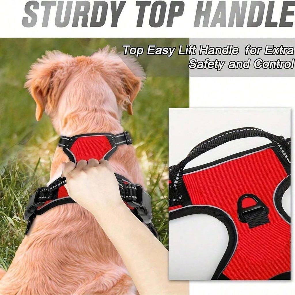 Dog Harness, No-Pull Pet Harness With 2 Leash Clips, Adjustable Soft Padded Dog Vest, Reflective No-Choke Pet Oxford Vest With Easy Control Handle