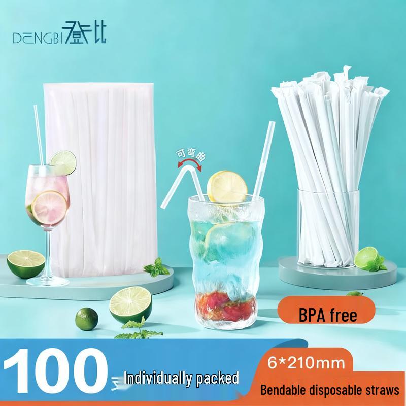 

Denbi Individually Wrapped Bendable Plastic Straws