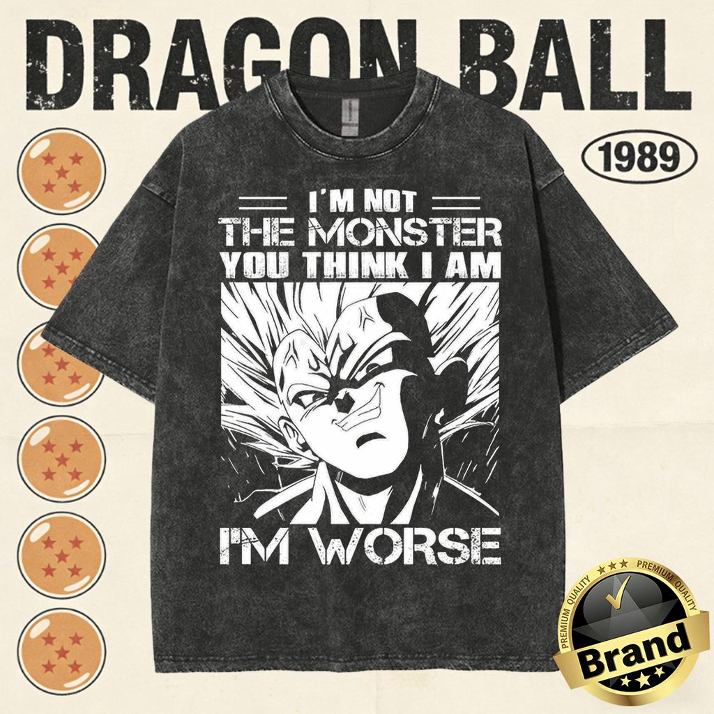 Dragon Ball Heavyweight TShirt Men Cotton Vintage Washed Print Retro Streetwear Family Matching Tops Summer Tees