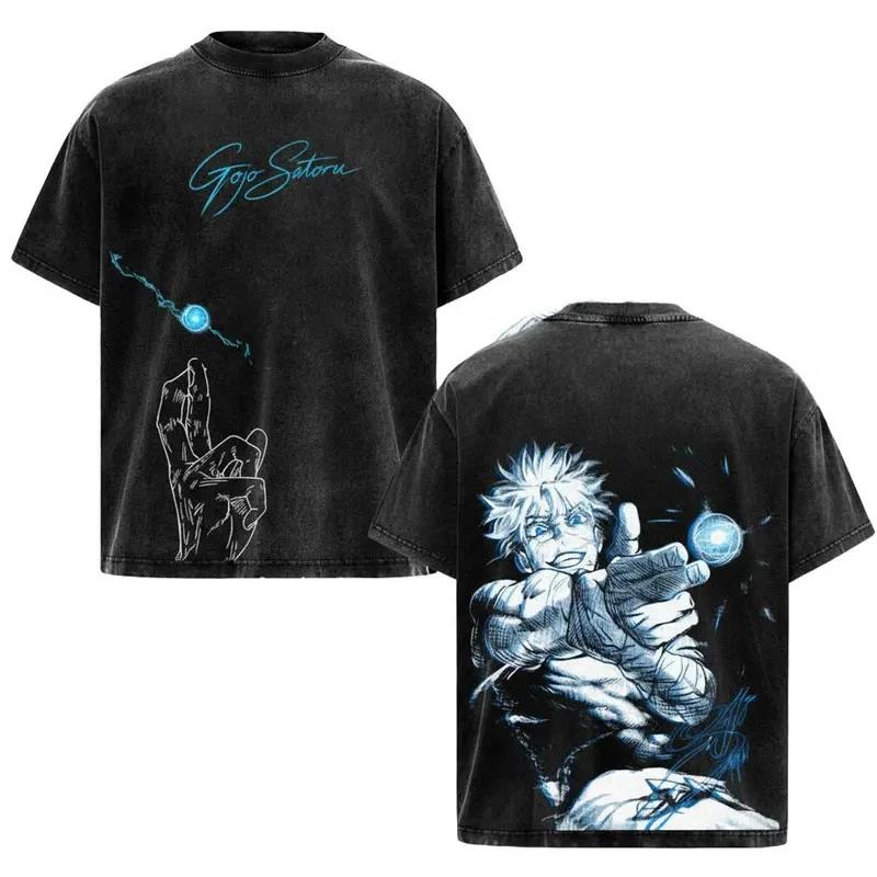 Anime Jujutsu Kaisen Ryomen Sukuna Printed Tee Men Women Washed Cotton T-shirts Short Sleeve T Shirt Harajuku Male Casual Tshirt