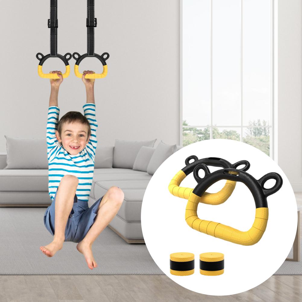 Gymnastics Rings with Adjustable Straps Pull Up Handle Rings Multi-Function Strength Training Equipment for Physical Training