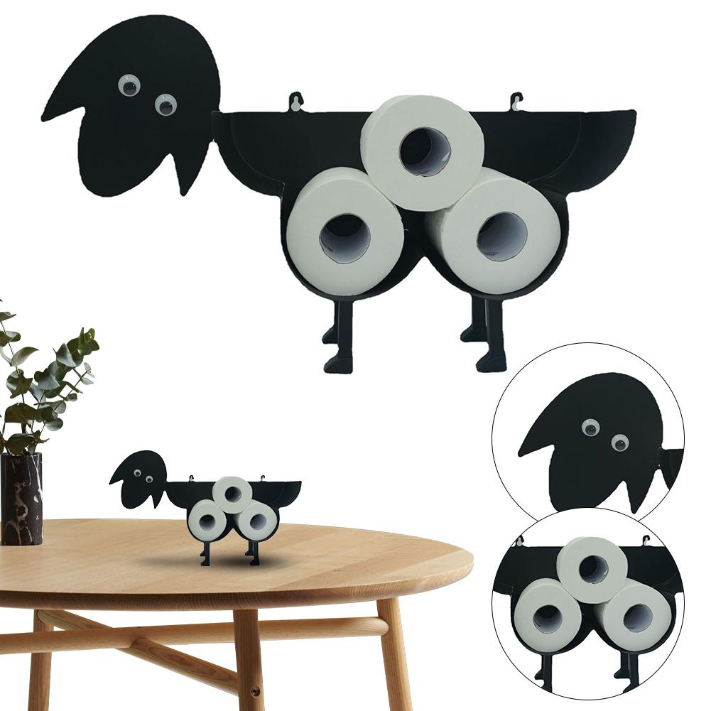 Metal Sheep Toilet Paper Roll Holder Wall Mounted Free Standing Toilet Paper Stand Shelf Tissue Paper Storage Stand for Bathroom