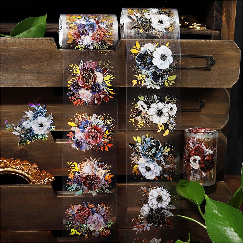 Midnight Garden Plant-Themed Journal Stickers: Beautiful Day Tape - 6 Reusable Styles