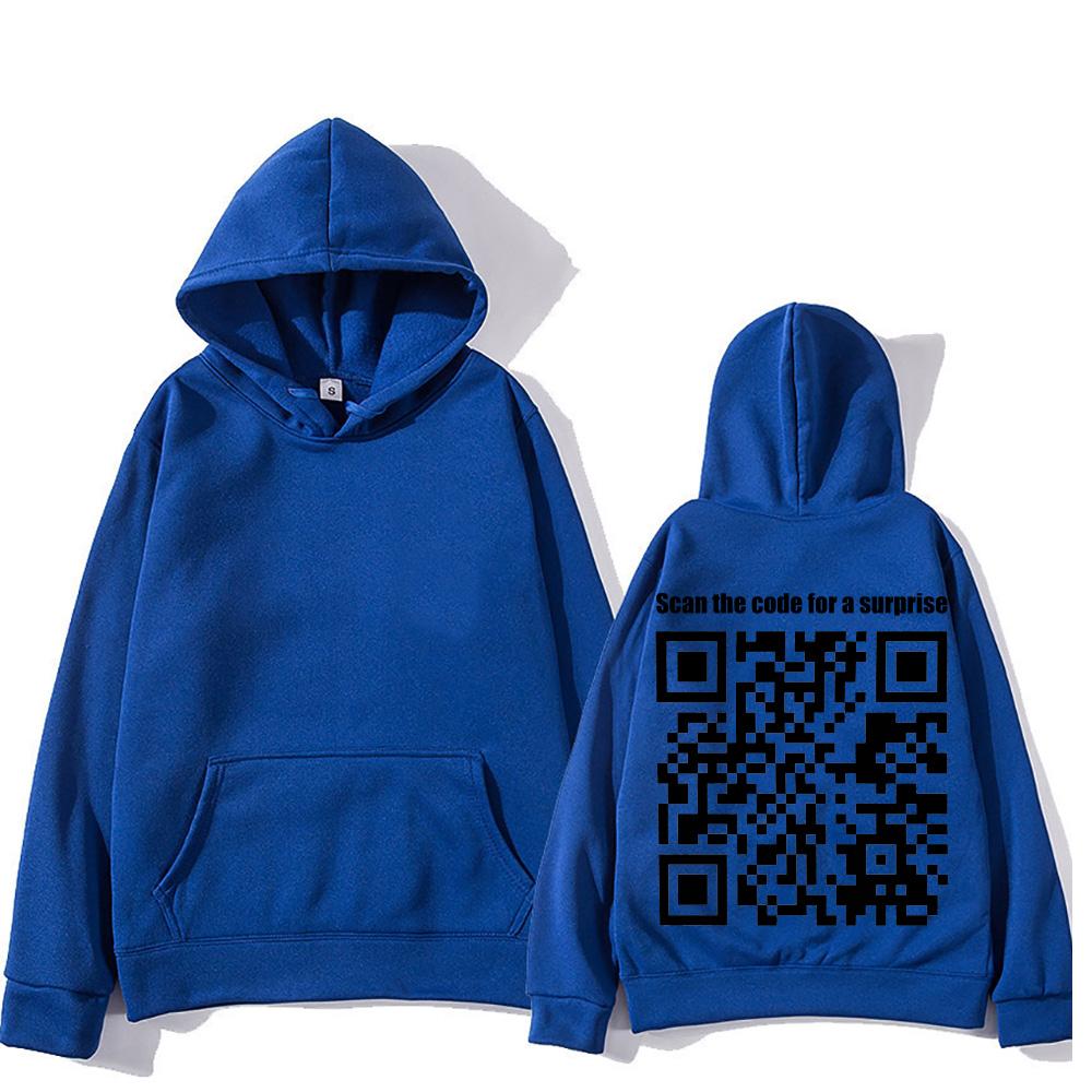 Funny QR Code Hoodies Women Men Funny Prank Sweatshirt Scan The Code for A Surprise Letter Pattern Clothing Oversized Pullovers