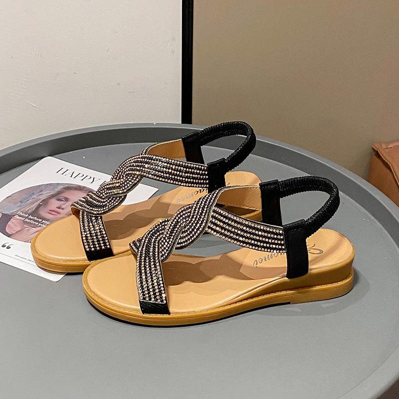 Fashion Sandals Women 2025 New Summer Wedge Heel Soft Sole Elevated Casual Roman Sandals Small Womens Shoes Sandalias Mujer Sandal Q322