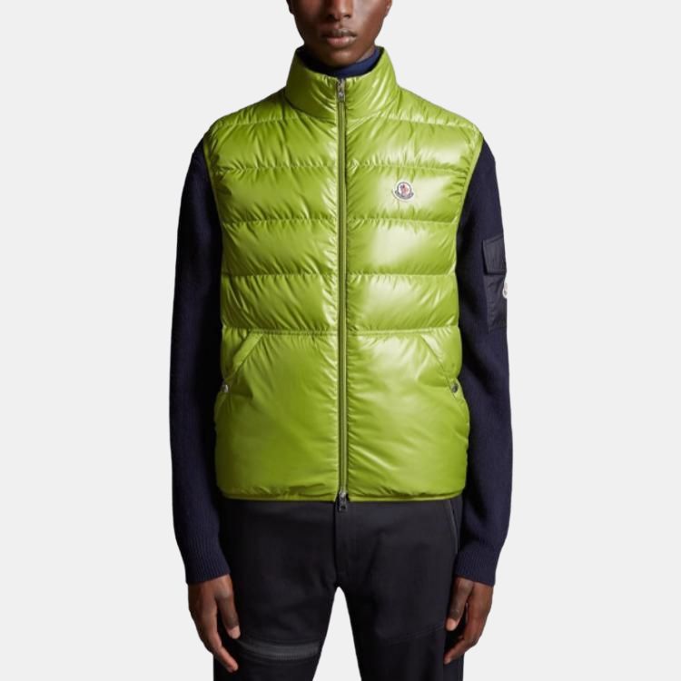 Moncler Aube Down Vests Unisex Leaf Green Stand Collar Moderate I20911A00079595ZJ83O