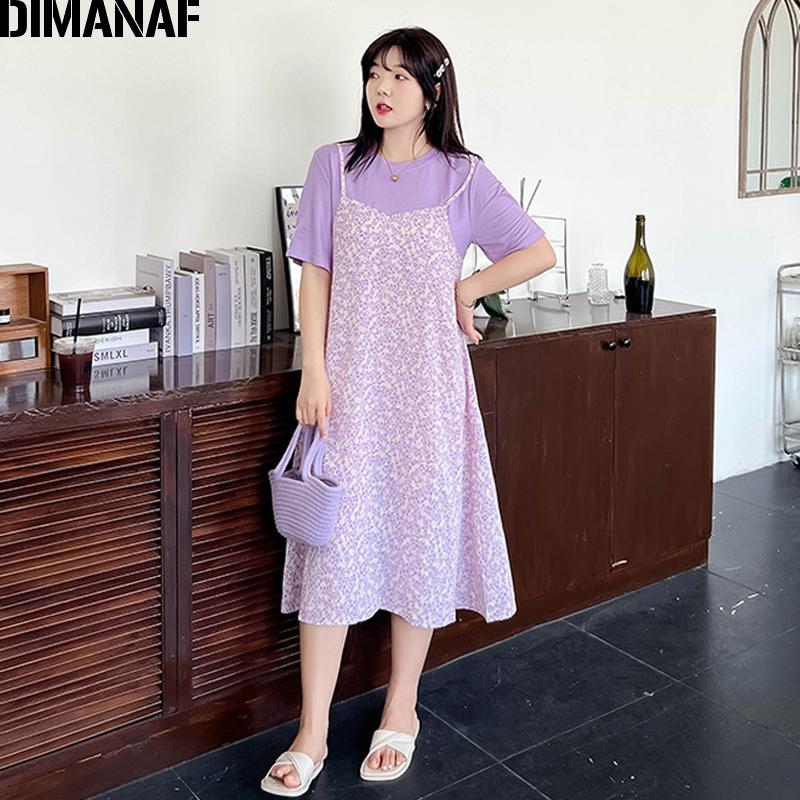 

DIMANAF женское летнее пляжное платье модный женский сарафан свободная повседневная одежда больших размеров из хлопка с цветочным принтом