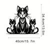 Vintage Metal Wall Art Mother Cat Kittens Striped Fantasy Silhouette Geometric Pattern Living Room Decor Gift for Cat Lovers