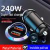 240W Dual USB Car Charger - Fast Charging 12V/24V Invisible Plug