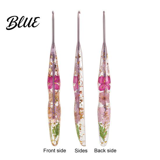 Decorative Crochet Needle Resin Hook for Beginners Crocheting Lovers 2.0mm-8.0mm Ergonomic Smooth Surface with Long Floral Handle Blankets,
