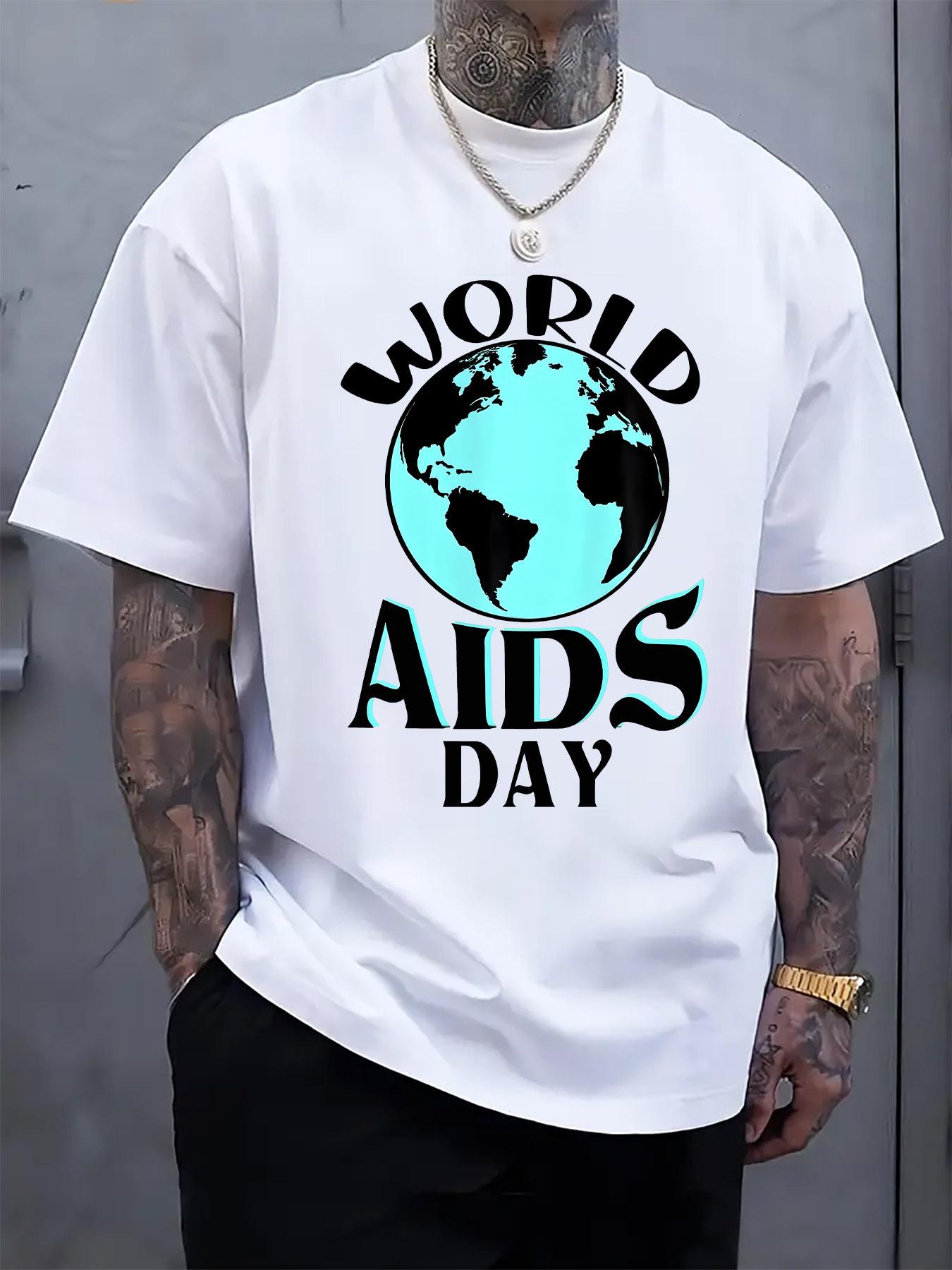World AIDS Day Logo Tshirt - Casual Crew Neck XXXXL