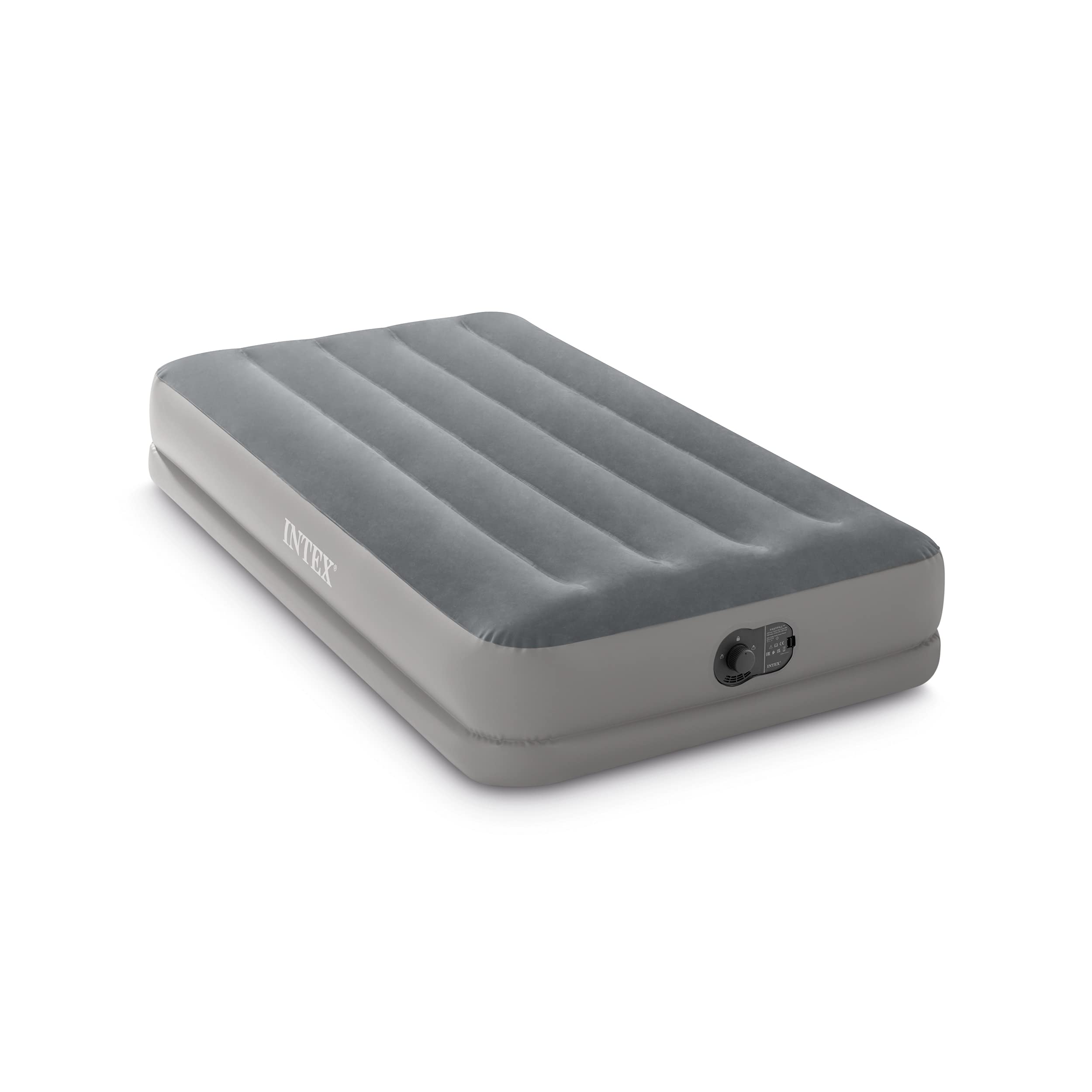 Intex Dura-Beam Standard Series Prestige Mid-Rise Airbed Fastfill USB Powered Internal Inflation Twin Gray 64112