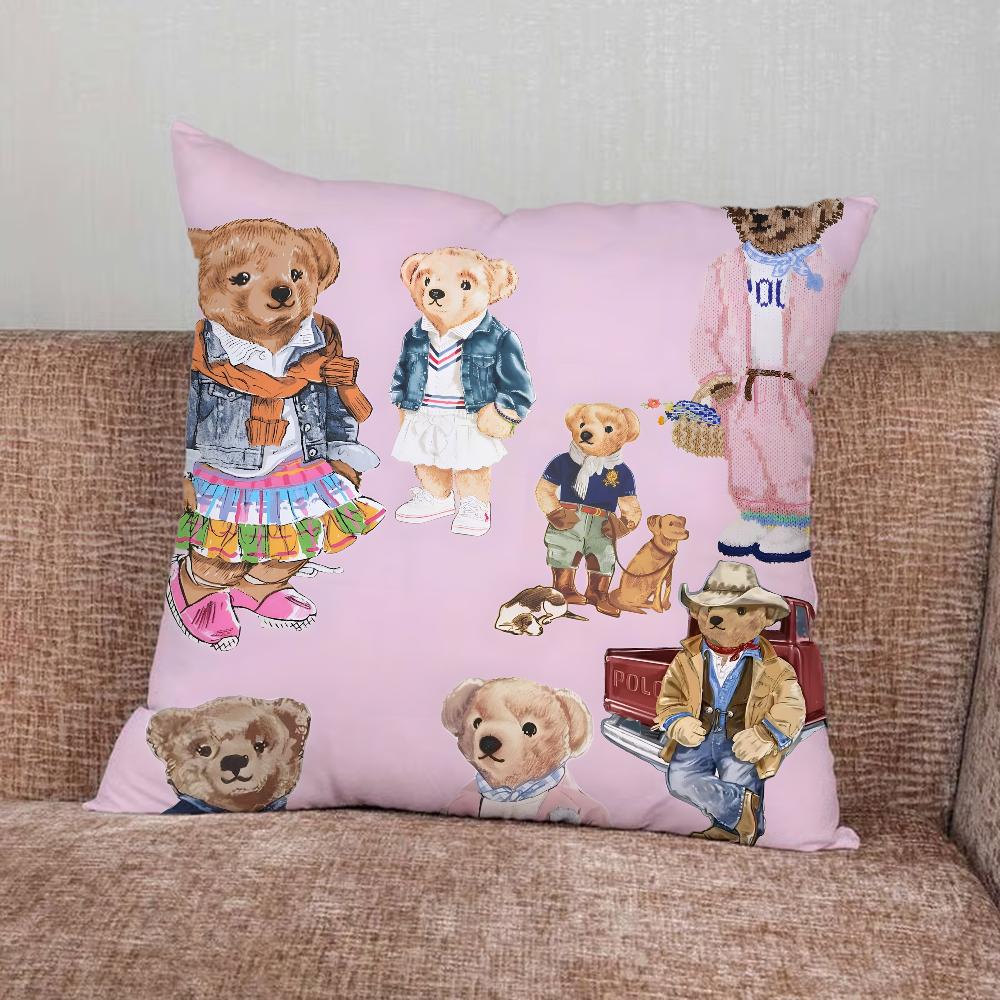 Fashion Bear P-PoloS Pillow Case For Home Bedroom Car Office Decoration Living Room Sofa Cushion Cover Suitable