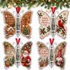4er-Pack Schmetterling Weihnachten Geldgeschenk Schmuck, Geldhalter für Bargeld, Acryl-Geldhalter Weihnachtsbaum Dekoration, Bargeldgeschenkhalter Feiertags-Hängeornament