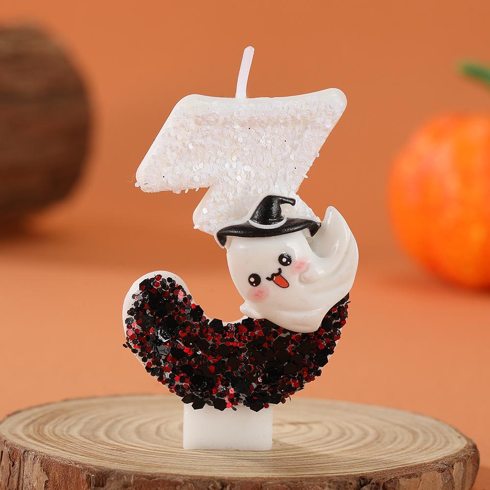 Cartoon Halloween Ghost Number Candles for Cake Decoration Halloween White Ghost