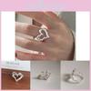 Trendy Heart Shaped Adjustable Ring For Women Stylish Geometric Copper Accessory