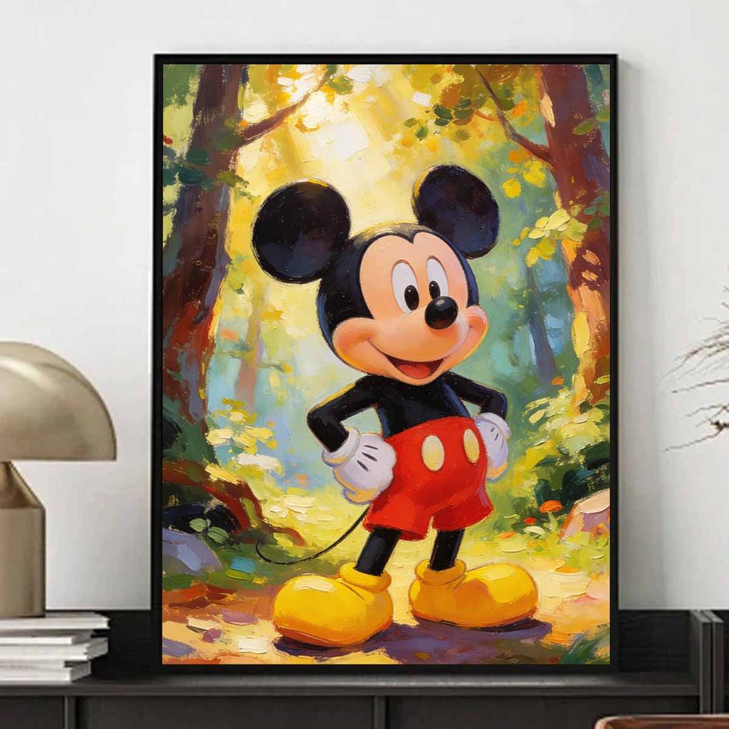 Disney oil painting handmade painting art kit mosaic diy home decoration gift Mickey Mouse forest woodland sunshine nature scenery