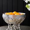Modern Silver Aluminum Decorative Bowl with Stand, 14.2x14.2x10.8” –