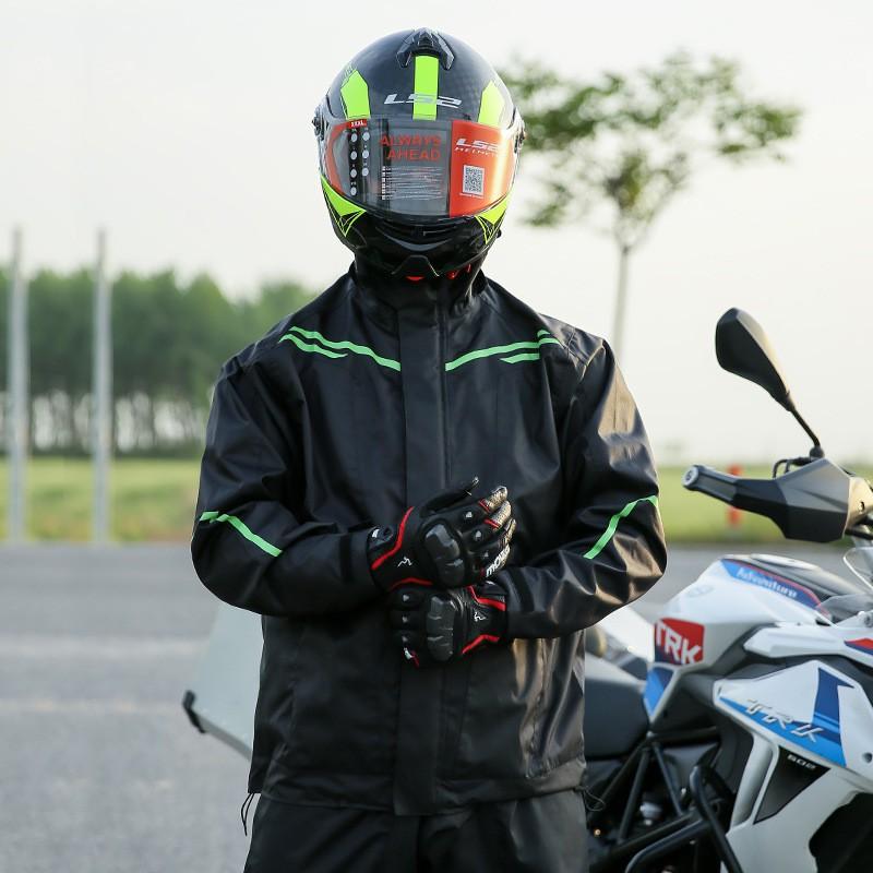 Heavy Duty Waterproof Motorcycle Rain Suit Set Men - Oxford Fabric PU Coated Split Raincoat Pants E-bike Riding In
