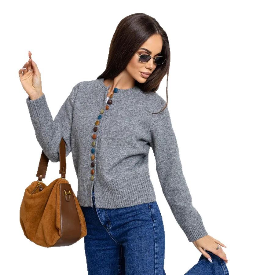 New Color Button Knitted Cardigan for Autumn and Winter, New Loose and Casual Sweater Coat for Women