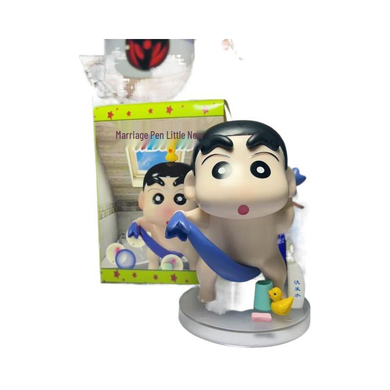 New Cute Nohara Shinnosuke Sunflower Bathing Anime Figure for Car or Desktop