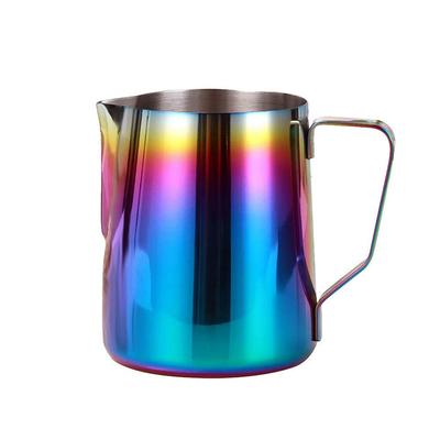 Leeseph Mjölkskumningskanna för Latte Art, Regnbågsfärgad Rostfri Stål Espresso Gräddskumningskopp, 350 eller 600ml