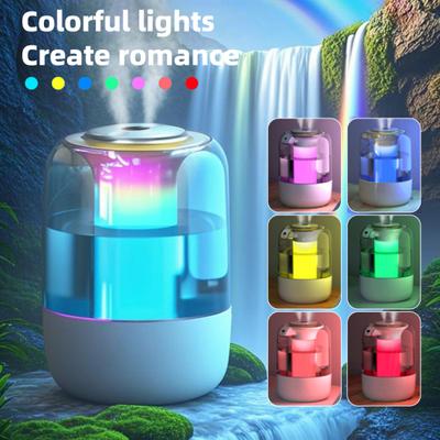 Air Humidifier with Colorful Light LED Humidity Display Dual Nozzles USB Cool Mist Humidifier Quiet Home Office Bedroom Essential Oil Diffuser
