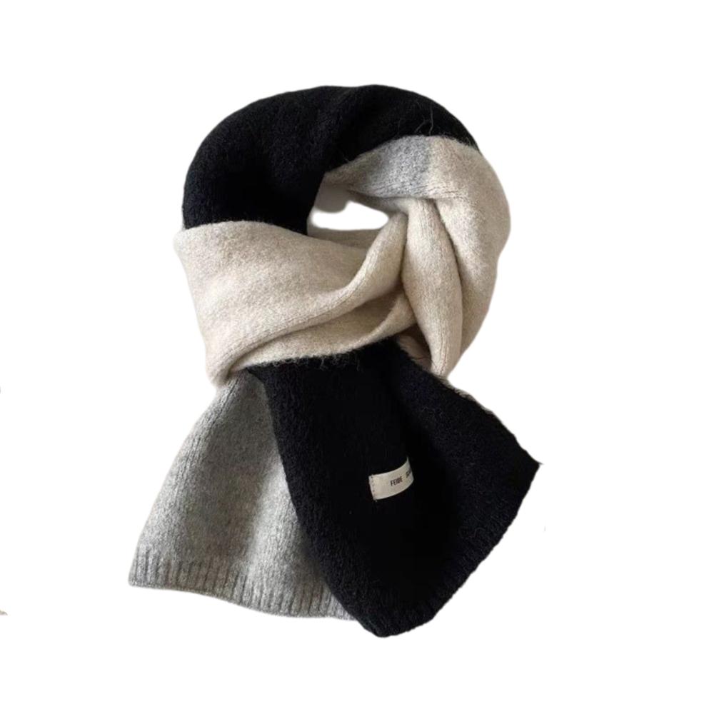 Woolen Cashmere Shawl Neckwarmer Winter Neck Scarf Fashion Patchwork Color Scarf  Outdoor